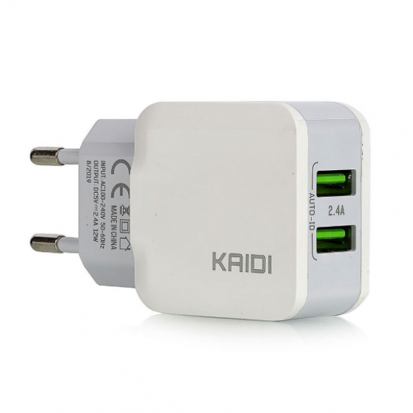 Carregador Fonte Duplo USB 2.4A Kaidi KD-301